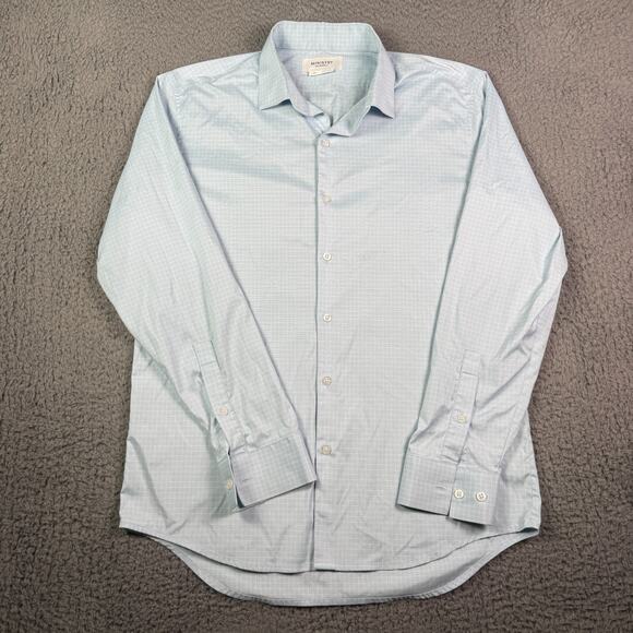 Ministry of Supply Shirt Mens L Blue Plaid Performance Button Slim Fit Stretch - Picture 2 of 11